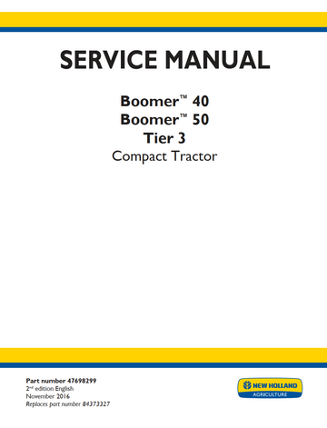 NEW HOLLAND BOOMER 40 BOOMER 50 TIER 3 COMPACT TRACTOR