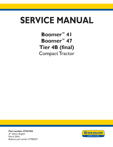 NEW HOLLAND BOOMER 41 BOOMER 47 TIER 4B COMPACT TRACTOR