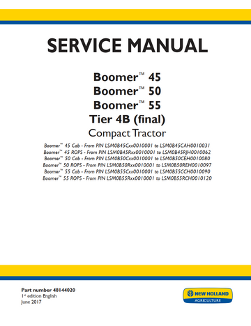 NEW HOLLAND BOOMER 45 50 55 TIER 4B COMPACT TRACTOR