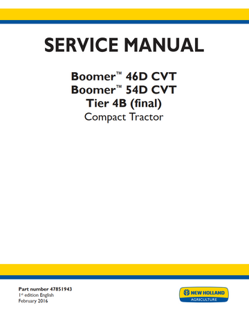 NEW HOLLAND BOOMER 46D 54D CVT TIER 4B COMPACT TRACTOR