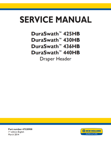 NEW HOLLAND DURA SWATH 425HB 430HB 436HB 440HB DRAPER HEADER