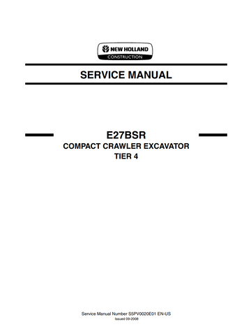NEW HOLLAND E27BSR E27B SR TIER 4 COMPACT CRAWLER EXCAVATOR