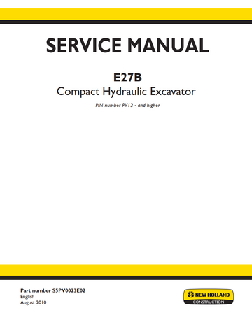 NEW HOLLAND E27B E27 B COMPACT HYDRAULIC EXCAVATOR