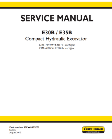 NEW HOLLAND E30B E35B COMPACT HYDRAULIC EXCAVATOR