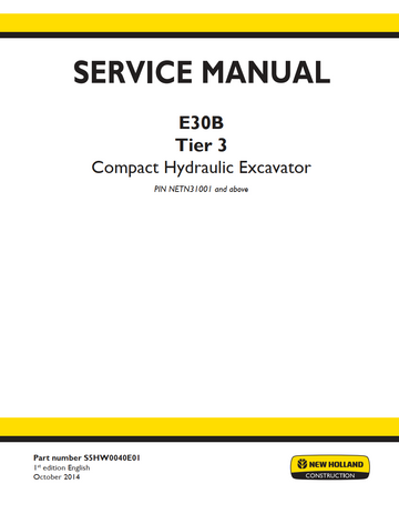 NEW HOLLAND E30B TIER 3 III COMPACT HYDRAULIC EXCAVATOR