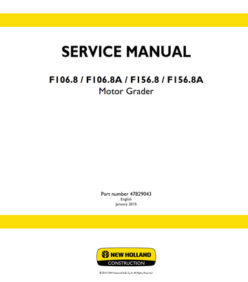 NEW HOLLAND F106.8 F106.8A F156.8 F156.8A MOTOR GRADER