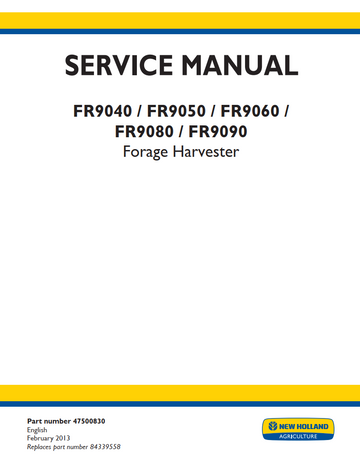 NEW HOLLAND FR9040 FR9050 FR9060 FR9080 FR9090 FORAGE HARVESTER