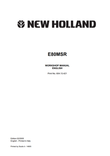 NEW HOLLAND KOBELCO E80 MSR HYDRAULIC EXCAVATOR
