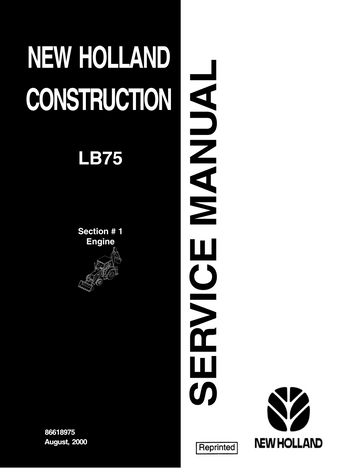 NEW HOLLAND LB LB75 DIESEL 4 STROKE BACKHOE LOADER