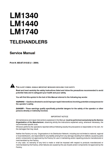 NEW HOLLAND LM1340 LM1440 LM1740 DIESEL TELEHANDLERS