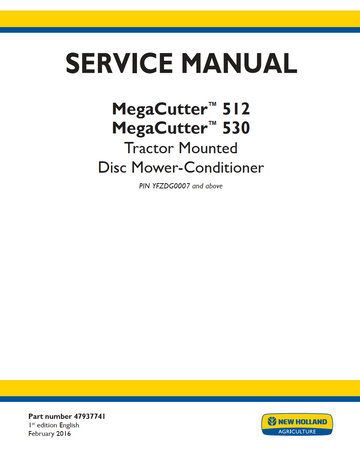 NEW HOLLAND MEGACUTTER 512 530 DISC MOWER MOUNTED TRACTOR