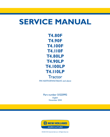 NEW HOLLAND T4.80F T4.90F T4.100F T4.110F T4.80LP T4.90LP T4.100LP T4.110LP TRACTOR