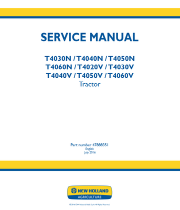 NEW HOLLAND T4030N T4040N T4050N T4060N TRACTOR