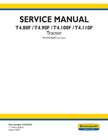 NEW HOLLAND T4F T4.80F T4.90F T4.100F T4.110F TRACTOR