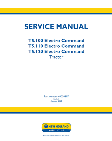 NEW HOLLAND T5 T5.100 T5.110 T5.120 ELECTRO COMMAND TRACTOR