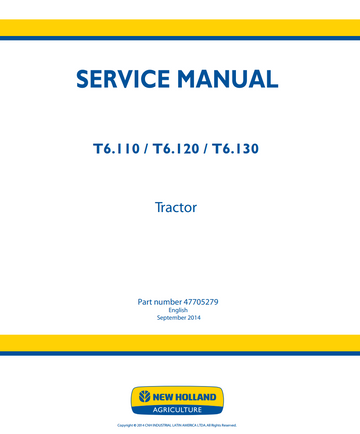 NEW HOLLAND T6 SERIES T6.110 T6.120 T6.130 TRACTOR
