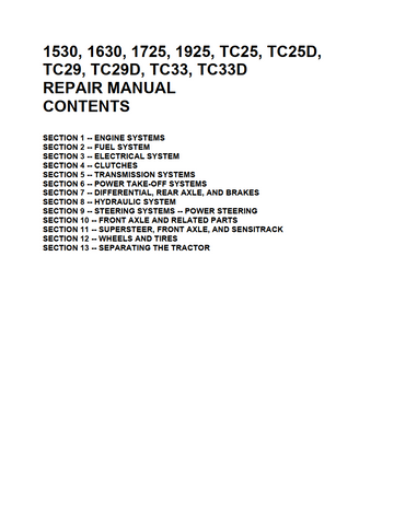 NEW HOLLAND TC25 TC25D TC29 TC29D TC33 TC33D TRACTOR