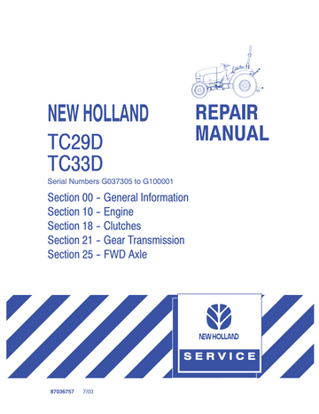 NEW HOLLAND TC29D TC33D TRACTOR