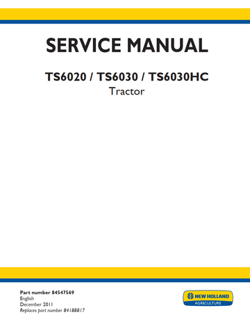 NEW HOLLAND TS 6000 SERIES TS6020 TS6030 TS6030HC TS6040 TRACTOR
