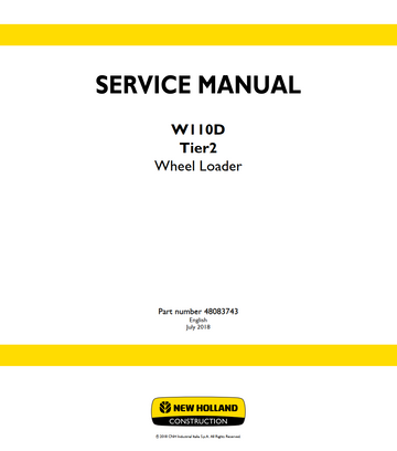 NEW HOLLAND W110D TIER 2 II WHEEL LOADER