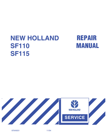 NEW HOLLAND SF110 SF115 FIELD SPRAYER FACTORY SERVICE REPAIR MANUAL