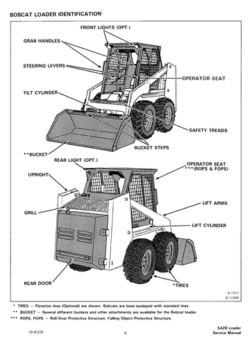 BOBCAT 542B 542 B SKID STEER LOADER SERVICE REPAIR, OPERATOR'S MANUAL