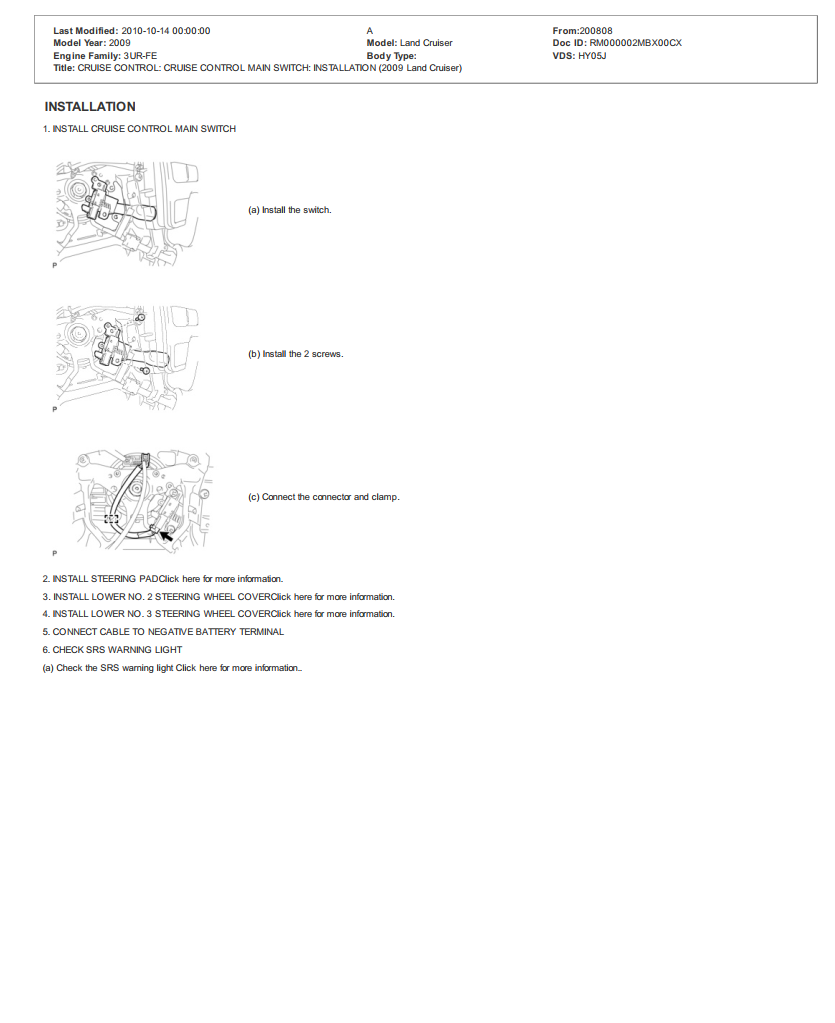 TOYOTA LANDCRUISER 200 SERIES 2008-2012