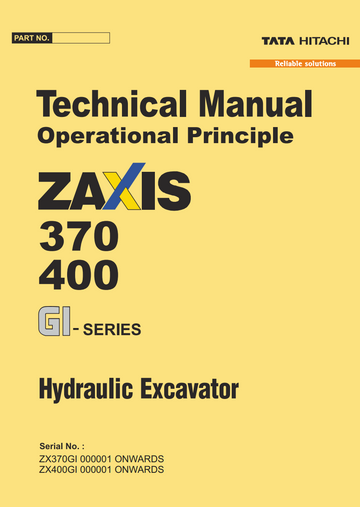 HITACHI ZAXIS 370 400 GI SERIES EXCAVATOR OPERATIONAL, TROUBLESHOOTING, WIRING MANUAL