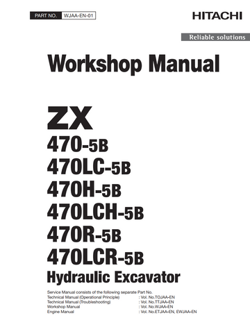HITACHI ZX 470-5B 470LC-5B 470H-5B 470LCH-5B 470R-5B 470LCR-5B EXCAVATOR WORKSHOP, TECHNICAL, DIAGRAMS MANUAL