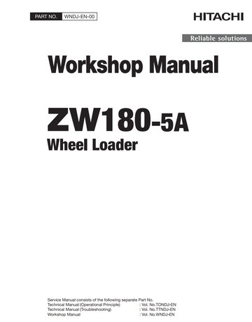 HITACHI ZW180-5A WHEEL LOADER WORKSHOP, TROUBLESHOOTING MANUAL