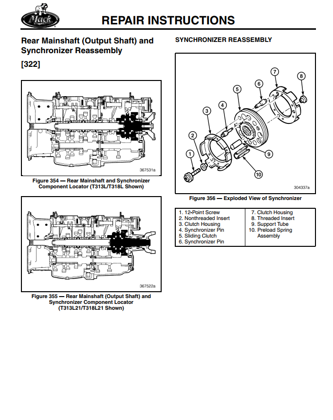 MACK T310 T313 T318 MAXITORQUE ES TRANSMISSIONS