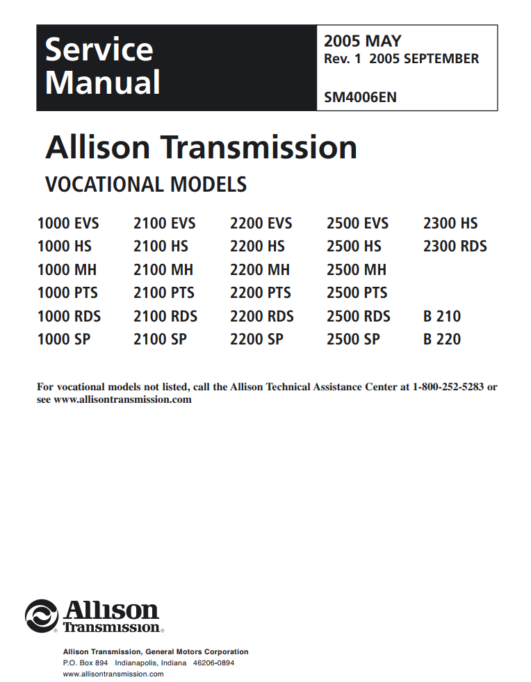 ALLISON TRANSMISSION 1000 & 2000 SERIES GEARBOX