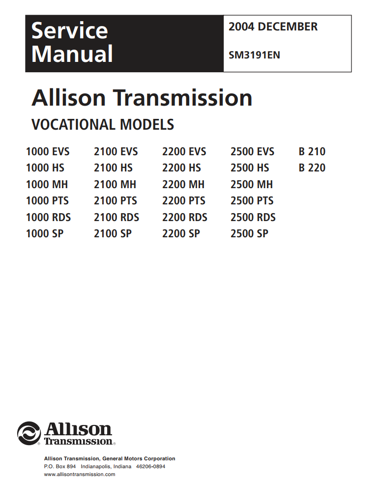 ALLISON TRANSMISSION 1000 & 2000 SERIES GEARBOX