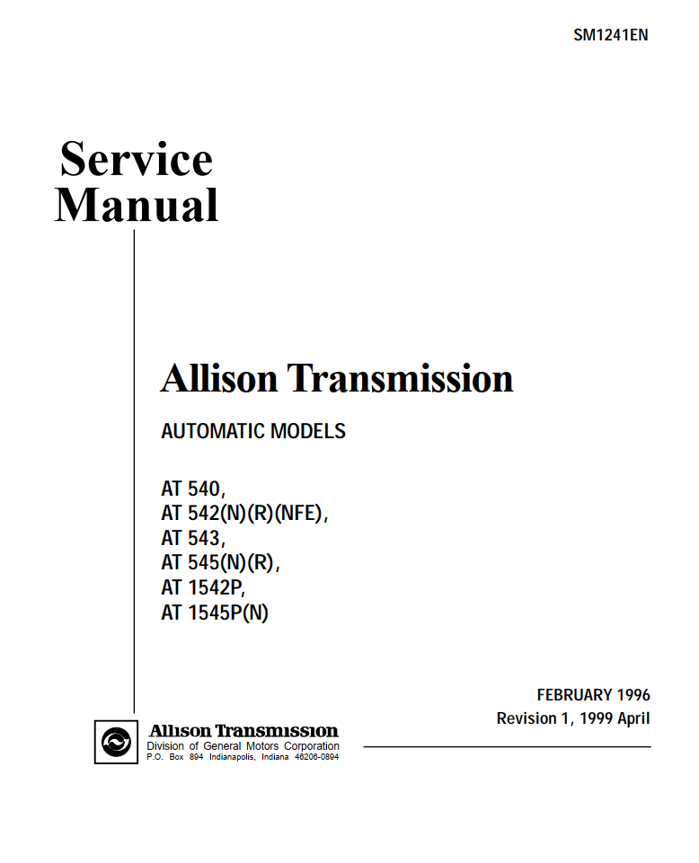 ALLISON TRANSMISSION AT 540 542 543 545 1542P SERIES