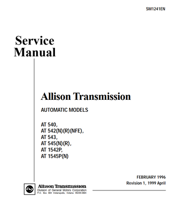 ALLISON TRANSMISSION AT 540 542 543 545 1542P SERIES