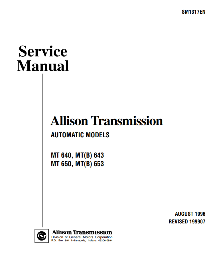 ALLISON TRANSMISSION MT 640 650 MT (B) 643 653 SERIES