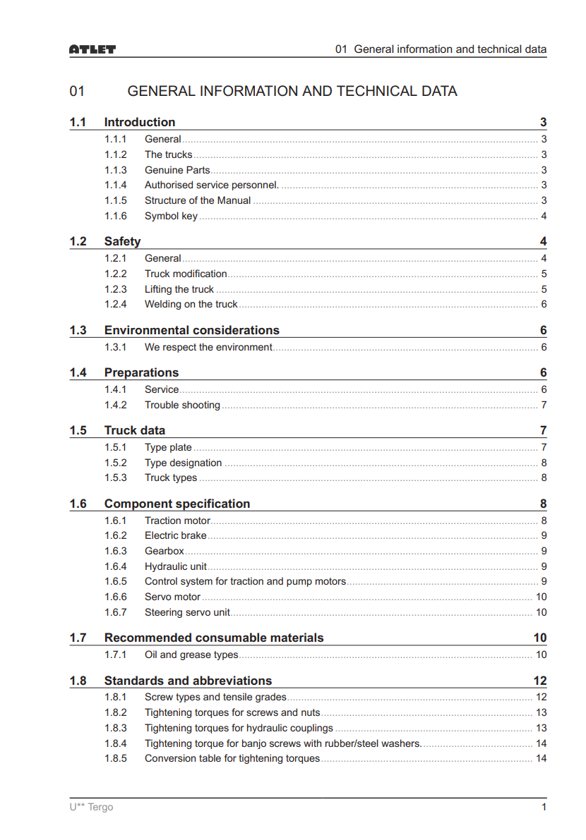 ATLET U TERGO SERIES REACH TRUCK