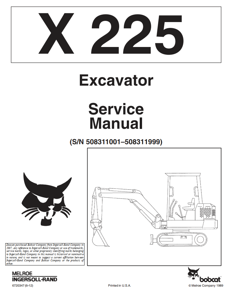 BOBCAT 225 X225 COMPACT EXCAVATOR