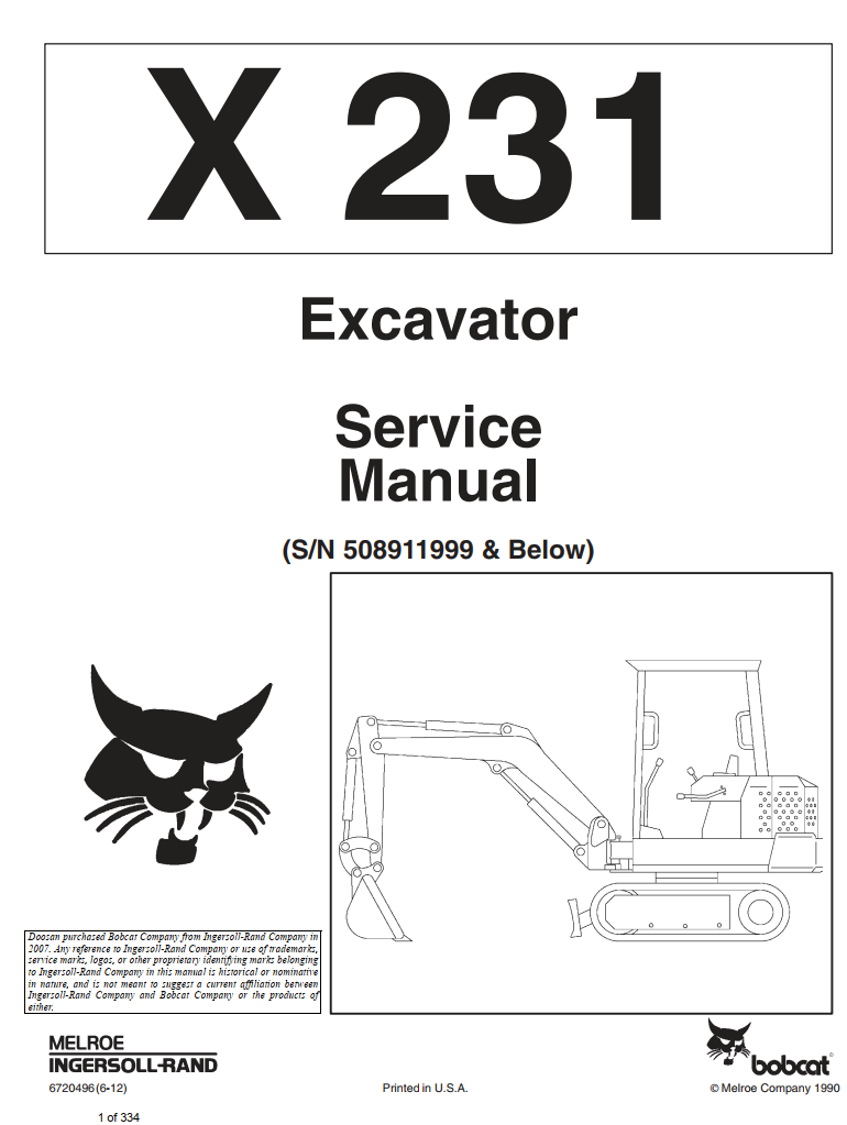 BOBCAT 231 X231 COMPACT EXCAVATOR