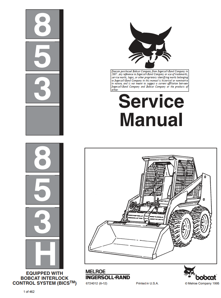 BOBCAT 853 853H SKID STEER LOADER