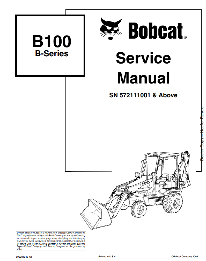 BOBCAT B100 BACKHOE LOADER TRACTOR