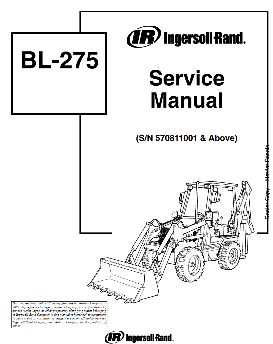 BOBCAT BL275 BL-275 BACKHOE LOADER