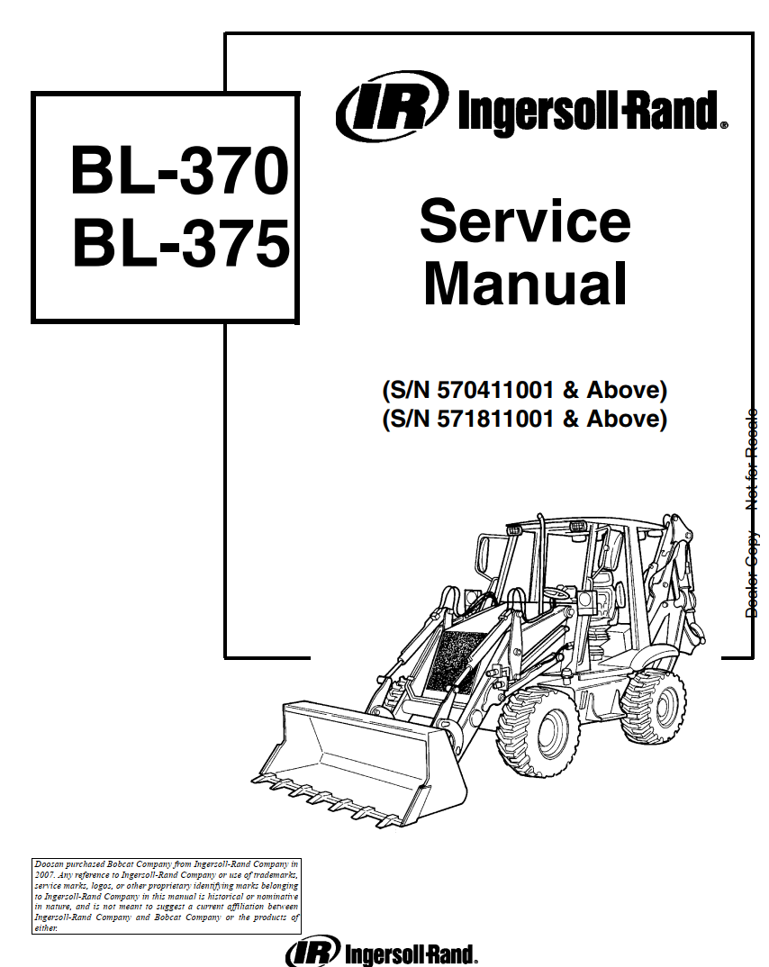 BOBCAT BL370 BL375 BACKHOE LOADER