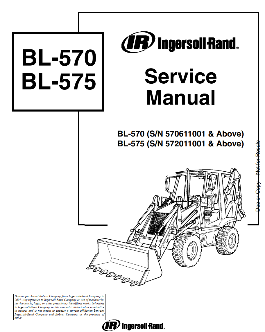 BOBCAT BL570 BL575 BACKHOE LOADER