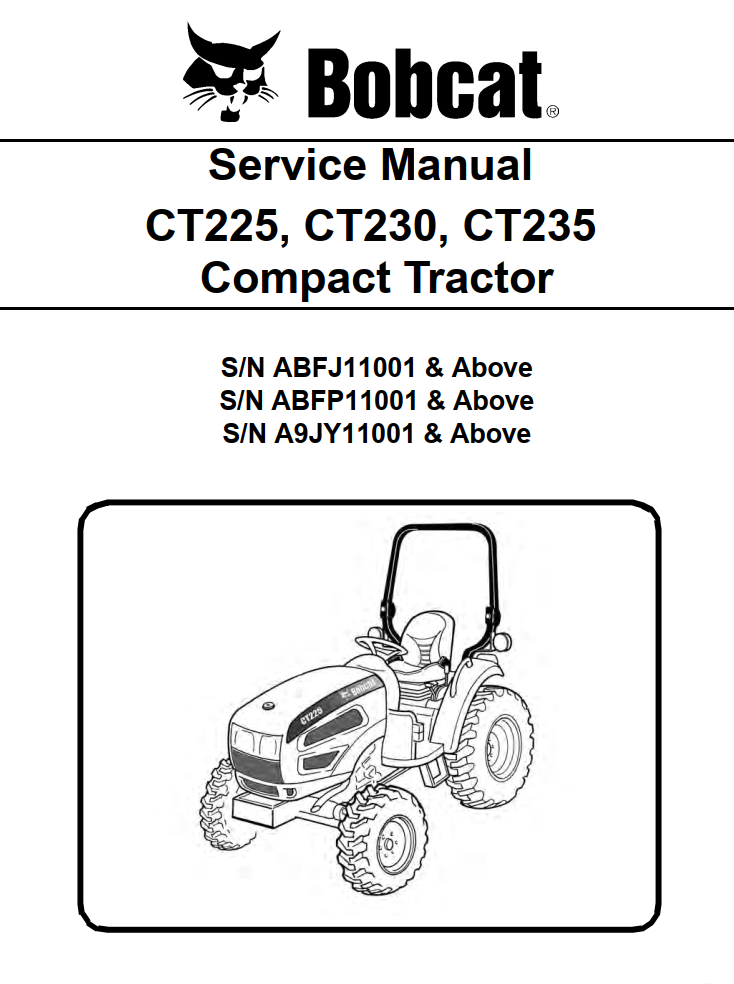 BOBCAT CT225 CT230 CT235 COMPACT TRACTOR