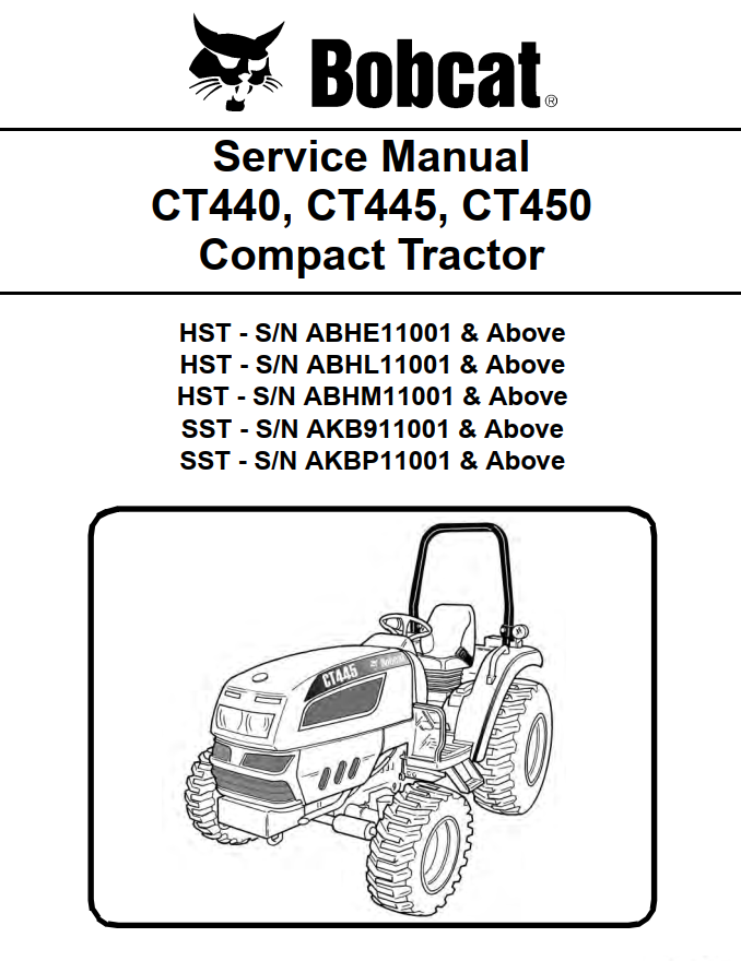 BOBCAT CT440 CT445 CT450 COMPACT TRACTOR