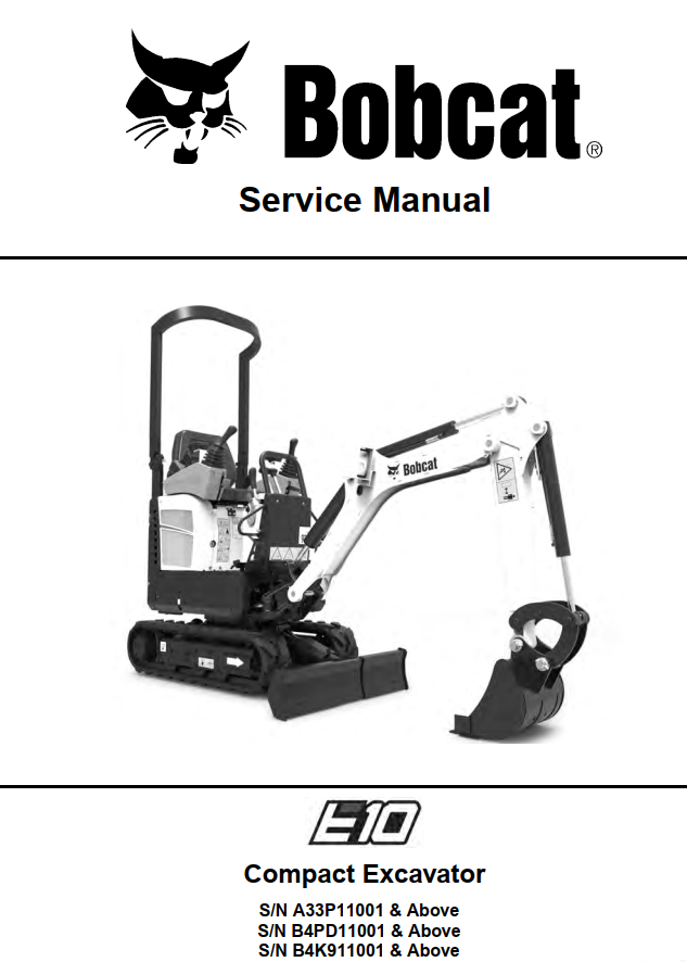 BOBCAT E SERIES E10 E10Z COMPACT EXCAVATOR