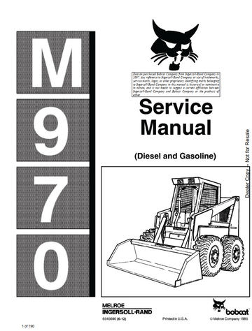 BOBCAT M970 M-970 DIESEL PETROL SKID STEER LOADER