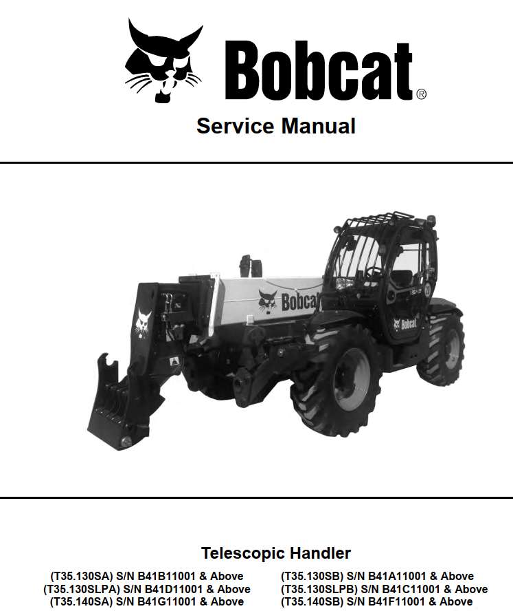 BOBCAT T35.130 T35.140 SA SLPA SB SLPB TELEHANDLER