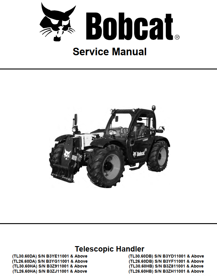 BOBCAT TL26.60 TL30.60 DA HA DB HB TELESCOPIC HANDLER